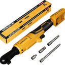 Electric Cordless Ratchet 3/8", 45lb-ft Electric Ratchet Wrench, Brushless Square Drive Electric Wrench with Extension Bar, 1/4" Adapter & 3" Extension Bar Compatible with DEWALT Battery(Tool Only)