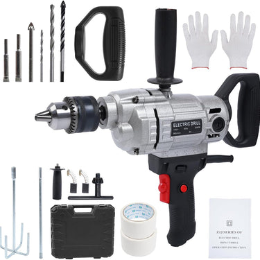 URBANVISTA Electric Handheld Drill Mixer 1200W, 10A Corded Heavy Cement Mixer Set, Variable Speeds Mixing Drill Machine 5/8", Concrete Mud Mixer with Spade for Drilling and Mixing