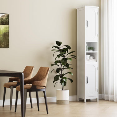 67“ Tall Bathroom Storage Cabinet with Lights, Slim Narrow Bathroom Cabinet Organizer with Doors and Adjustable Shelves, Freestanding Towel Cabinet for Small Space,White