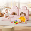 Modular Kids Play Couch 10PCS, Kids Couch 3s Instant Inflating, Nugget Couch Kids for Boys and Girls, Creative and Convertible Kids Couch for Playroom, Bedroom, Classroom, Pink