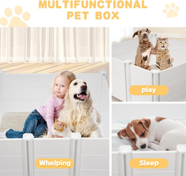 LotFun Whelping Box for Large Breed Dogs, PVC Puppy Playpen, Waterproof & Rustproof Whelping Pen, Puppy Whelping Supplies, 48x48x18 in