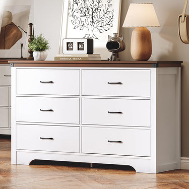 Farmhouse 5 Drawer Dresser for Bedroom, 47" Tall Chest of Drawers, Wood White Dresser with Deep Drawers, Storage Dressers Organizer for Bedroom, Living Room, Hallway