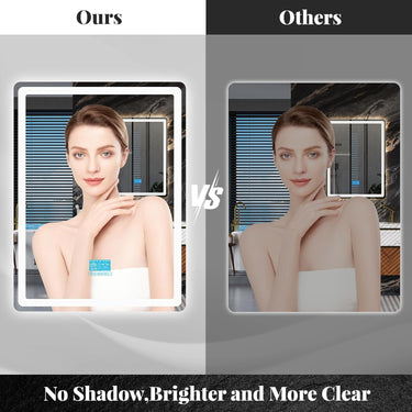LED Bathroom Mirror with Bluetooth Speaker, 24"x 32" Lighted Bathroom Mirrors Wall Mounted, Anti-Fog, 3 Color Temperature, Dimmable Brightness, Tempered Glass, Frontlit & Backlit