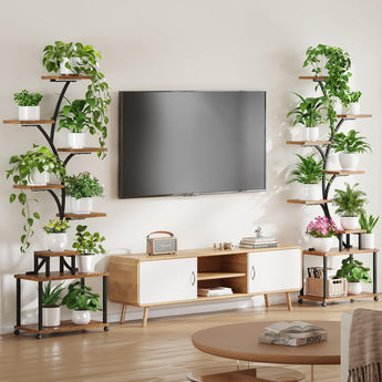 LotFun Plant Stand Indoor with Grow Lights, 8-Tiered Metal Plant Shelf, 61" Tall Plant Stand for Indoor Plants Multiple, S-Shaped Display Rack for Indoor Plants, Living Room, Garden, Patio