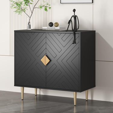 Sideboard Cabinet, 31.5'' Modern Buffet Cabinet with Storage, Credenza Buffet Table with 2 Doors and Adjustable Shelf, Sideboard Buffet Cabinet for Living Room, Kitchen and Entryway, Black