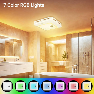 Bathroom Exhaust Fan with Bluetooth Speaker, 230 CFM 1.0 Sone Bathroom Exhaust Fan with Light, 3 Dynamic Light, 7 LED Color, 3 Color Temperatures, Nightlight, Music Sync, Remote, Easy Install
