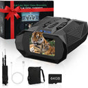 Night Vision Goggles—10× Zoom Binoculars for Adults,4K Infrared Full-Color Binoculars with 4000mAH for Hunting,3.0" Screen Night Vision Binoculars with 64GB TF Card for Photo and Vedio