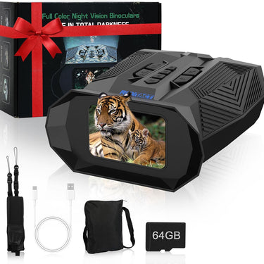 Night Vision Goggles—10× Zoom Binoculars for Adults,4K Infrared Full-Color Binoculars with 4000mAH for Hunting,3.0" Screen Night Vision Binoculars with 64GB TF Card for Photo and Vedio