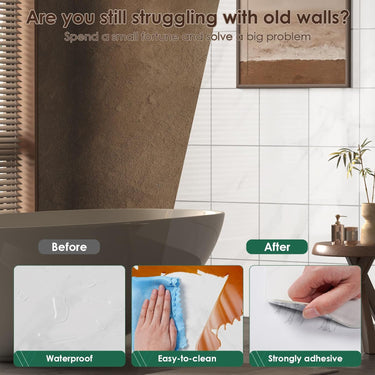 Peel and Stick Backsplash Tiles 20 Sheets 12''x12'' PVC Self Adhesive Wall Tiles Back Splash Tiles Wall Panels Stick on Backsplash for Kitchen Bathroom Laundry Room, White