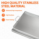 LotFun 23" x 16" Stainless Steel Cooking Griddle for Outdoor Gas Grill, Universal Griddle Flat Top Plate Insert with Grease Groove and Removable Handles for Electric/Charcoal/Gas Grill, Camping,Party