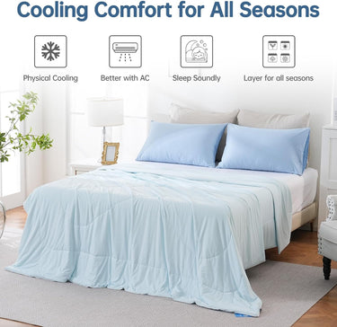 Cooling Comforter Queen Size for Hot Sleepers, 90"x90" Cooling Blanket for Night Sweats, Silk Soft Lightweight Breathable All-Season Cooling Blanket