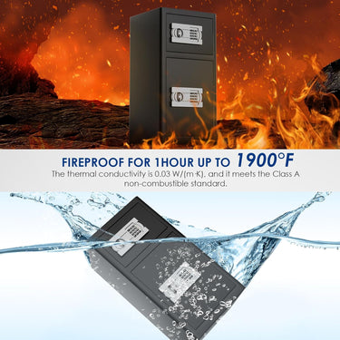 Fireproof Safe with Fire Video,3.8 Cubic Feet Class A Fireproof Standard Digital Safe Box Fireproof for Home&Office,Alloy Steel Fire Proof Safe for Document Money Jewelry Valuables,Black