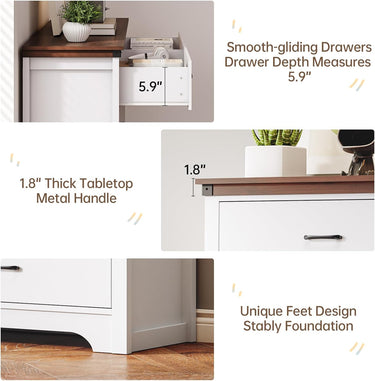 Farmhouse 6 Drawer Dresser for Bedroom, 51" Wide Chest of Drawers, Wood White Dresser with Deep Drawers, Storage Dressers Organizer for Bedroom, Living Room, Hallway