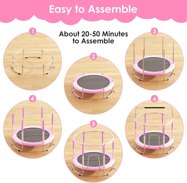 Trampoline for Kids, Upgrade Full Anti-Rust 440lbsToddler Trampoline with Net, 55'' Upgraded Ring Legs Trampoline with Adjustable Gymnastics Bar&Toys, Gifts for Ages 1-8 Boys&Girls（Blue）