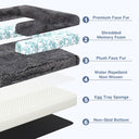 72" Foldable Human Dog Bed for Adults, Fluffy Faux Fur with Blanket, Orthopedic Washable Dog Bed with Memory Foam and Water Repellent Liner Extra Large Thick for Pet