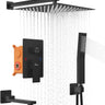 Matte Black Shower System with Tub Spout, Full Metal 10” Rainfall Shower Tub Faucet Set with Handheld Spray Combo, High Pressure Wall Mount Shower Valve and Trim Kit for Bathroom (matte black)