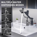 Rotatable Bathroom Faucet, Single Handle Bathroom Faucet with 4 Water Outlet Modes, Bathroom Faucet 1 Hole for Face Washing, Swivel Arm Faucet for Bathroom Kitchen Sink, Brushed Gray