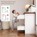 Farmhouse 6 Drawer Dresser for Bedroom, 51" Wide Chest of Drawers, Wood White Dresser with Deep Drawers, Storage Dressers Organizer for Bedroom, Living Room, Hallway