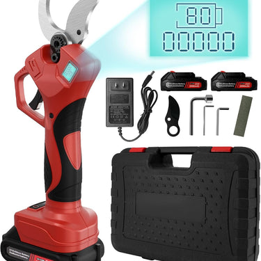 Electric Pruning Shears, 50mm 1.96" Cutting Diameter Cordless Power Pruner with 2Pcs Rechargeable Batteries, Tree Branch Cutter with SK7 High Carbon Steel Blade for Gardening Pruning