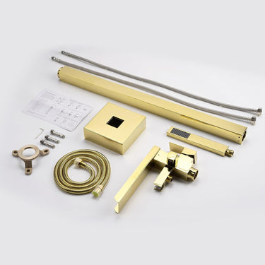 Waterfall Free Standing Tub Faucet, High Pressure Floor Mount Bathtub Faucet, Brass Tub Filler with Hand Shower, High Flow Rate Max 7.4 GPM, Swivel Spout with 2 Water Modes