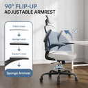 Ergonomic Office Chair Big and Tall, 350LBS Capacity, 6'5" Tall Max, Home High Back Desk Chair for Long Hours Comfortable, Adjustable Headrest, Lumbar Support, Flip-up Arm and PU Wheels, Light Gray