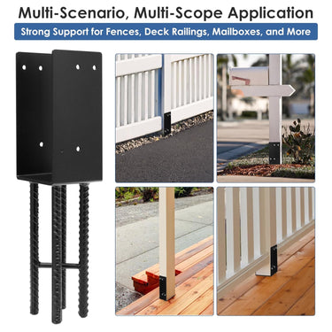 4x4 Post Base Bracket Heavy Duty, Pergola Brackets & Fence Post Anchor, Metal 4x4 Post Sleeve for Wood Posts, Secure Deck & Mailbox Post, Rust Resistant Metal Post Protector (Black, 1 Pack)