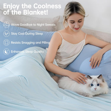 Cooling Comforter Queen Size for Hot Sleepers, 90"x90" Cooling Blanket for Night Sweats, Silk Soft Lightweight Breathable All-Season Cooling Blanket