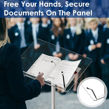 Acrylic Podium Stand,43"H Angle Adjustable Lecterns & Podiums,Portable Rolling Podium with Metal Base,Pulpits Podium for Churches,Classroom,Wedding,Speech