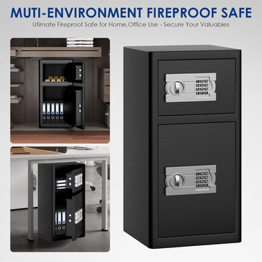 Fireproof Safe with Fire Video,3.8 Cubic Feet Class A Fireproof Standard Digital Safe Box Fireproof for Home&Office,Alloy Steel Fire Proof Safe for Document Money Jewelry Valuables,Black