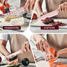EUNA Knife Block Set, 19 PCS Kitchen Knife Set with Acrylic Block and Sharpener, German High-Carbon Stainless Steel Knife Sets with 6 Serrated Steak Knives, Bread Knife, Chef Knife, Rust-Proof