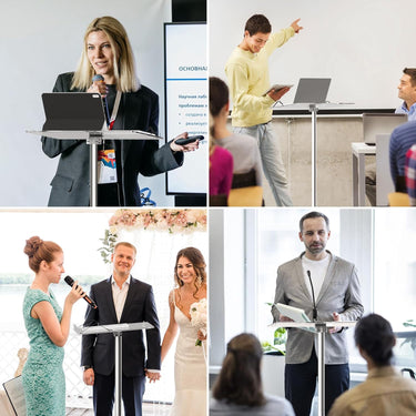 Acrylic Podium Stand,43"H Angle Adjustable Lecterns & Podiums,Portable Rolling Podium with Metal Base,Pulpits Podium for Churches,Classroom,Wedding,Speech