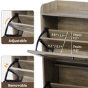 Shoe Storage Cabinet with 2 Flip Drawers, Farmhouse Narrow Shoe Cabinet for Entryway, Slim Shoe Organizer Cabinet with Wood Legs, Washed Gray