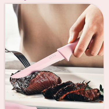 EUNA Knife Block Set, 19 PCS Kitchen Knife Set with Acrylic Block and Sharpener, German High-Carbon Stainless Steel Knife Sets with 6 Serrated Steak Knives, Bread Knife, Chef Knife, Rust-Proof