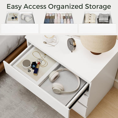 White Wood Dresser for Bedroom, 3 Drawer Dresser for Clothes Storage, Modern Dressers with Wide Drawers, Wide Wooden Chest Drawers for Living Room, Entryway, TV Stand