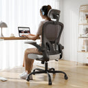 Synorla Ergonomic Office Chair Big and Tall, 350LBS Capacity, 6'5" Tall Max, Home High Back Desk Chair for Long Hours Comfortable, Adjustable Headrest, Lumbar Support, Flip-up Arm and PU Wheels, Grey