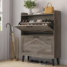 Shoe Storage Cabinet with 2 Flip Drawers, Farmhouse Narrow Shoe Cabinet for Entryway, Slim Shoe Organizer Cabinet with Wood Legs, Washed Gray