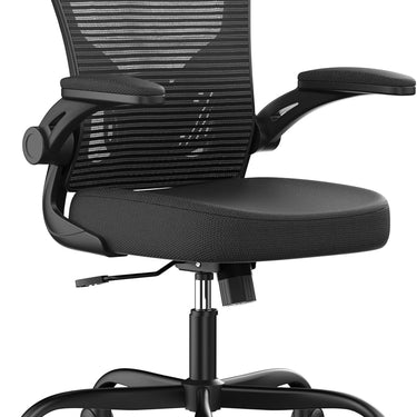 Office Chair, Ergonomic Desk Chairs 330LBS Capacity High Back Mesh Computer Chair with Flip-up Armrests, Comfy Work Chair with Adjustable Lumbar Support, Rolling Swivel Executive Task Chair Black