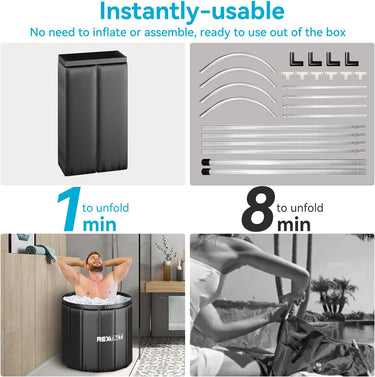 Portable Tub for Shower Portable Bath Tub for Athlete Pizza Oven Tables, Easy Setup Ice Pod for Indoor and Outdoor Use 108 Gallon Portable Shower Tub for Adults