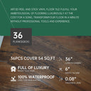 Peel and Stick Floor Tile 36 Pack 54 Sq.Ft, Waterproof Vinyl Flooring Peel and Stick for Office, Living Room, Bathroom, Kitchen - Unique Design, Easy to Install Vinyl Floor, Brown