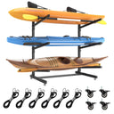 LotFun Freestanding Kayak Stand, Fits Kayaks, SUPs, Canoes, with Wheels and Foot Pad, Heavy Duty Adjustable Storage Rack