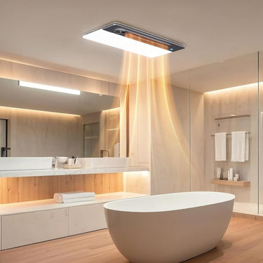 Bathroom Exhaust Fan with Light and Heater, 4 in 1 Bathroom Fan with Heater, 1800W Heating Power, Remote Control, Quiet & Powerful for Ventilation, Lighting, Heating, and Drying