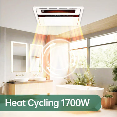 Bathroom Exhaust Fan with Light and Heater, 4 in 1 Bathroom Fan with Heater, 1700W Heating Power, 140 CFM Remote Control, Quiet & Powerful for Ventilation, Lighting, Heating, and Drying