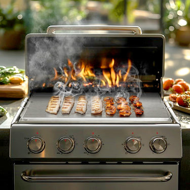 LotFun 23" x 16" Stainless Steel Cooking Griddle for Outdoor Gas Grill, Universal Griddle Flat Top Plate Insert with Grease Groove and Removable Handles for Electric/Charcoal/Gas Grill, Camping,Party