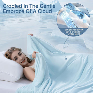 Cooling Comforter Queen Size for Hot Sleepers, 90"x90" Cooling Blanket for Night Sweats, Silk Soft Lightweight Breathable All-Season Cooling Blanket