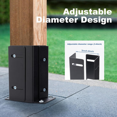 4x4 Post Base 4PCS – Heavy-Duty Post Anchors (Inner Size 3.5"x3.5"), Thick Steel, Black Powder-Coated Pergola Brackets, Fence Post Anchor, Deck & Mailbox Post Brackets