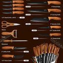 EUNA Knife Block Set, 19 PCS Kitchen Knife Set with Acrylic Block and Sharpener, German High-Carbon Stainless Steel Knife Sets with 6 Serrated Steak Knives, Bread Knife, Chef Knife, Dishwasher Safe