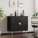 Sideboard Cabinet, 31.5'' Modern Buffet Cabinet with Storage, Credenza Buffet Table with 2 Doors and Adjustable Shelf, Sideboard Buffet Cabinet for Living Room, Kitchen and Entryway, Black