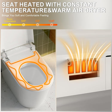 Smart Toilet, Tankless Toilet with Bidet Built In, Auto Open/Close Lid, ADA Comfort Height, Auto Flush, Bidet Toilet with Elongated Heated Seat, Warm Water, Dryer, Digital Display,Night Light