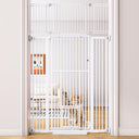 55.1'' Extra Tall Pet Gate for Cat, 29.5-43'' Extra Wide Cat Gate for Doorway with Upgraded Cat Door and 1.37'' Narrower Bar Spacing, NO Drilling Pressure Mounted Dog Gate Indoor
