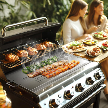 LotFun 23" x 16" Stainless Steel Cooking Griddle for Outdoor Gas Grill, Universal Griddle Flat Top Plate Insert with Grease Groove and Removable Handles for Electric/Charcoal/Gas Grill, Camping,Party
